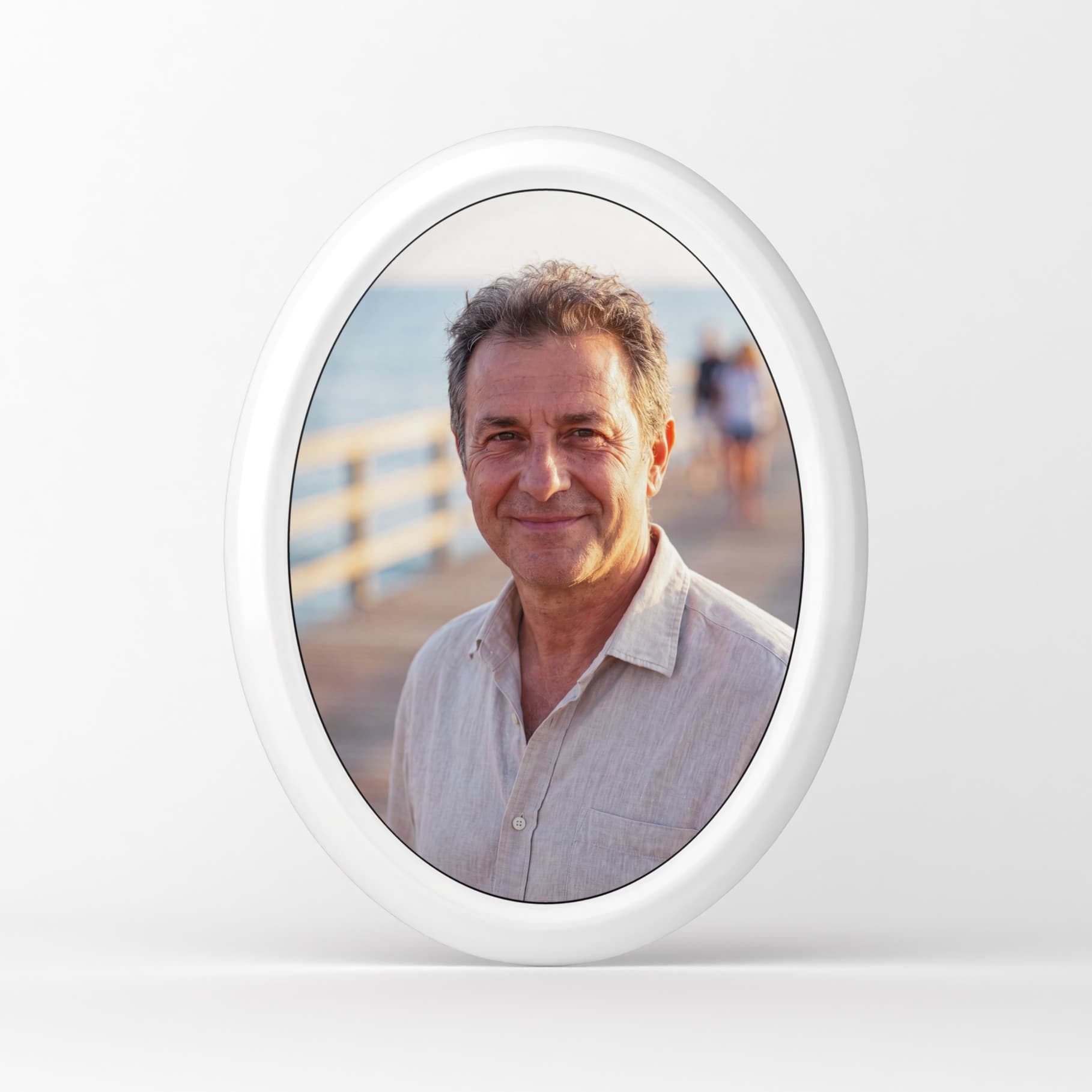 Porseleinen foto voor grafsteen - Ovaal met rand